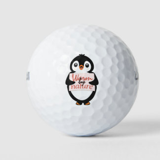 Balles De Golf Warm by nature: Adorable Penguin with Playful Text
