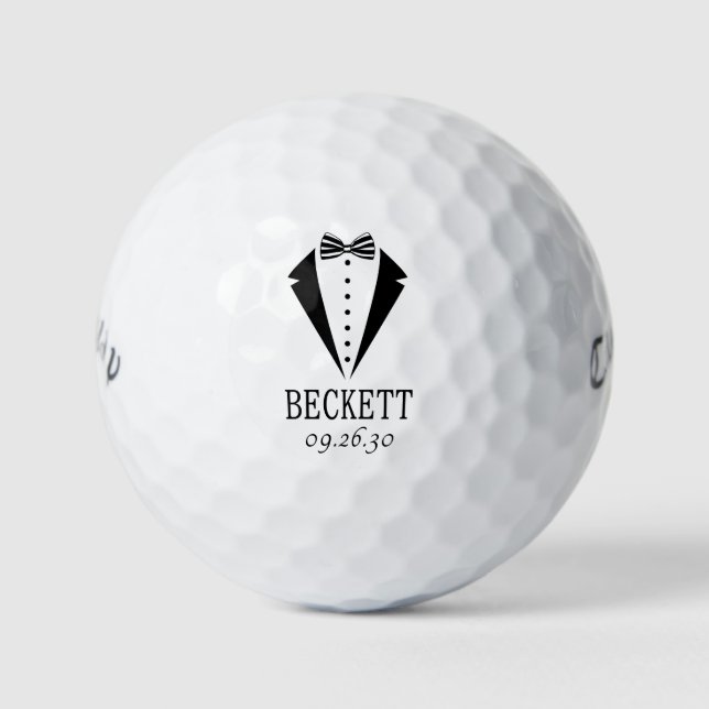 Balles De Golf Wedding Party Black Tuxedo With Striped Bow Tie (Devant)