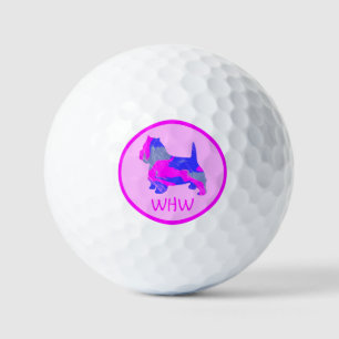 Balles De Golf West Highland Westie Chien rose Silhouette Mono