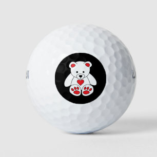Balles De Golf White Teddy Bear Coeur Saint Valentin Je t'aime
