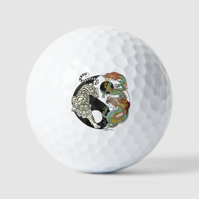 Balles De Golf White tiger versus green dragon in the yin yang (Recto)