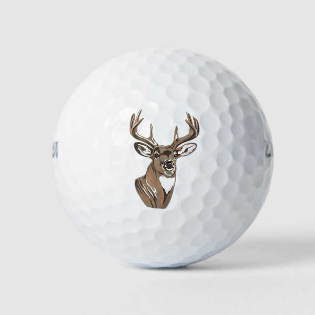 Balles De Golf Whitetail Buck Deer Head (Devant)