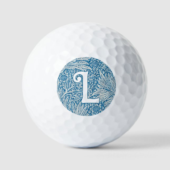 Balles De Golf William Morris Blue Marigold Monogramme (Recto)