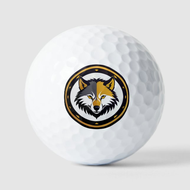 Balles De Golf Wolf Emblem Logo With Golden Circle (Recto)