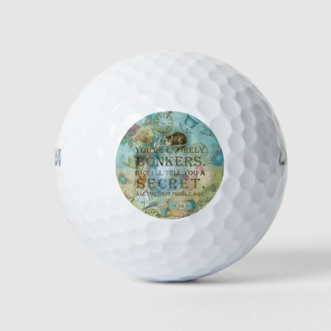 Balles De Golf Wonderland - Citation de bonkers - Alice In Wonder (Devant)