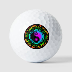 Balles De Golf Yin Yang Psychedelic Rainbow Tattoo