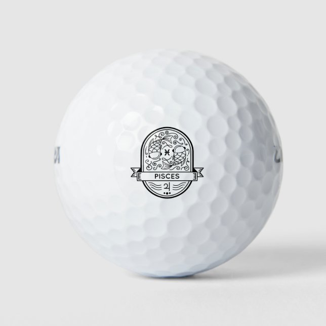 BALLES DE GOLF ZODIAC BADGE SYMBOLE PISCES STROKE (Devant)