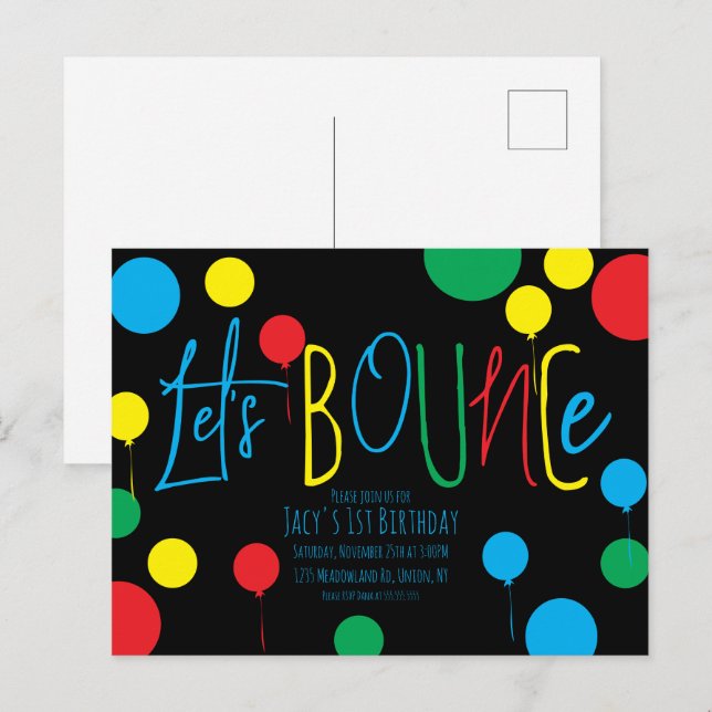Balles de rebond pour enfants Ballons Invitation d (Devant / Derrière)