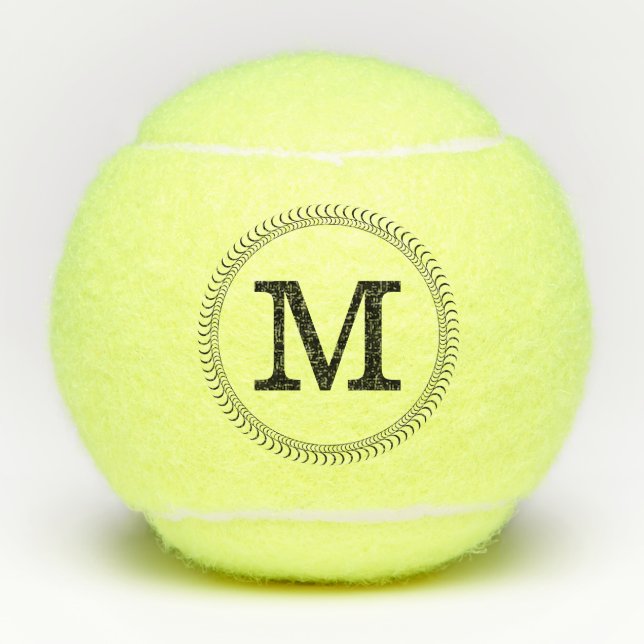 Balles De Tennis #2 personnalisé par monogramme noir (Devant)