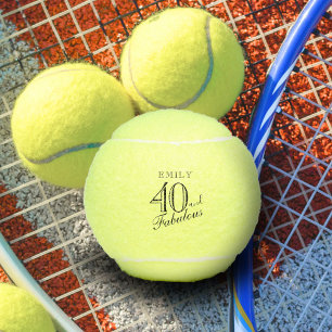 Balles De Tennis 40 et fabuleux Elegant Script Name 40th Birthday