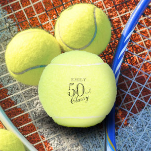 Balles De Tennis 50 et Classy Elegant Script Name 50th Birthday