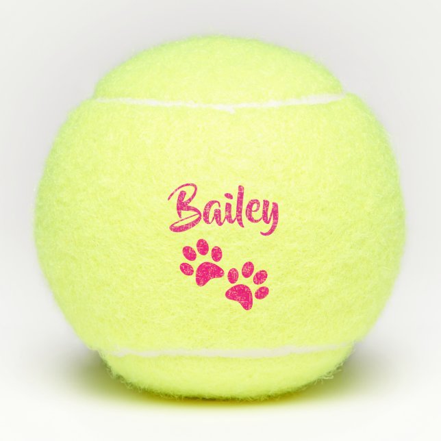 Balles De Tennis Animal familier personnalisé par PawPrint de roses (Devant)