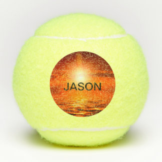 Balles De Tennis Beau coucher de soleil Orange Golden Sky Sea Gold 