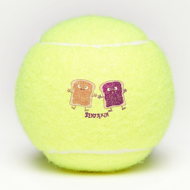 Balles De Tennis Beurre d'arachide mignonne et caricature sandwich  (Devant)