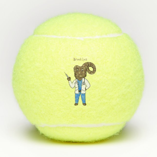 Balles De Tennis Bighorn sheep doctor cartoon illustration (Devant)