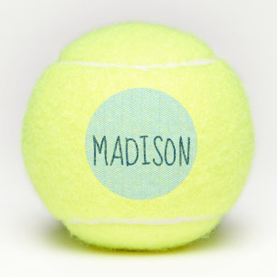 Balles De Tennis Bleu et blanc Chevron Super Cute Nom personnalisé