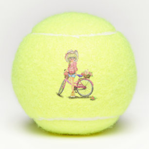 Balles De Tennis Blonde Girl Tennis Balls avec Vélo Rose