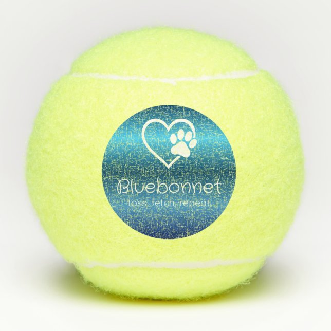 Balles De Tennis Blue Dog Name Tennis Ball 'toss, fetch, repeat' (Devant)