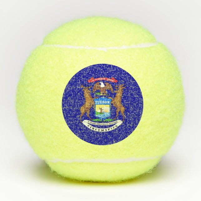 Balles De Tennis Boule de tennis Penn avec le drapeau du Michigan,  (Devant)