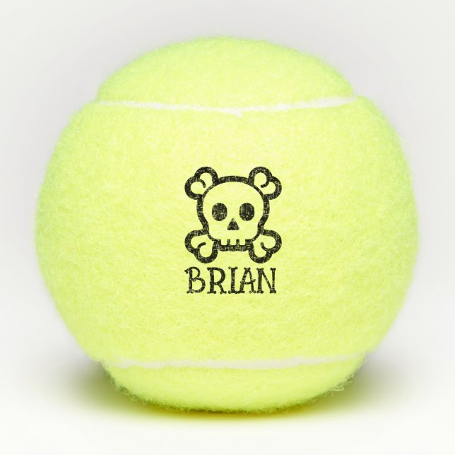 Balles De Tennis Boule de tennis personnalisée avec logo crâne et o (Devant)