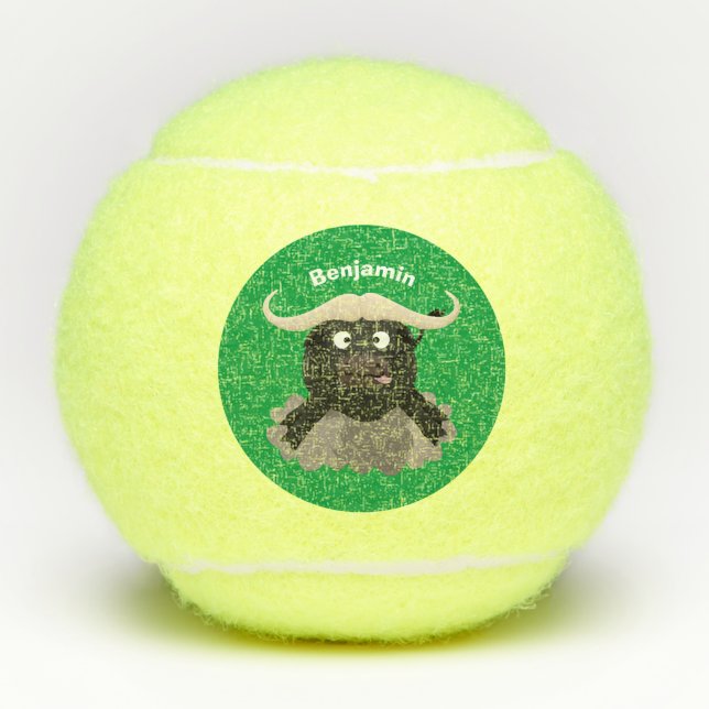 Balles De Tennis Caricature amusante de buffle d'eau courante (Devant)