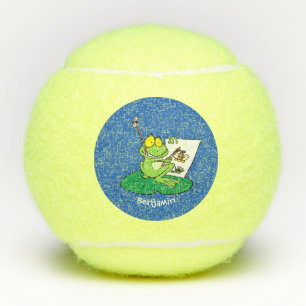 Balles De Tennis Caricature amusante de grenouille verte