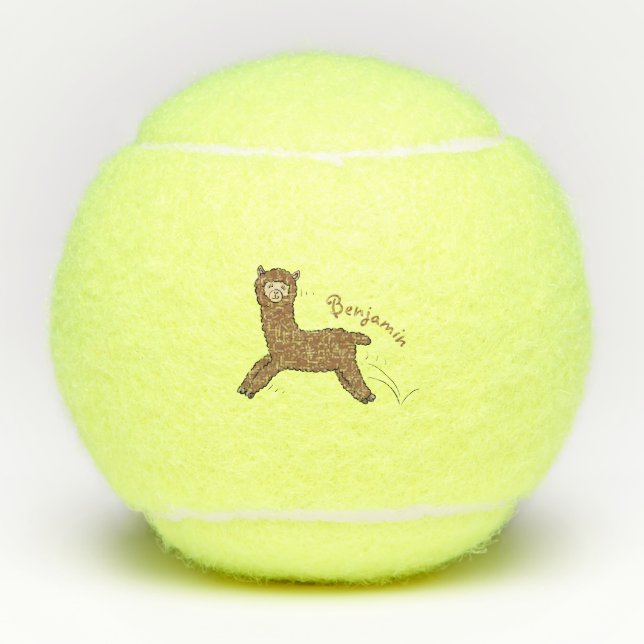 Balles De Tennis Caricature d'alpaga brun joli (Devant)