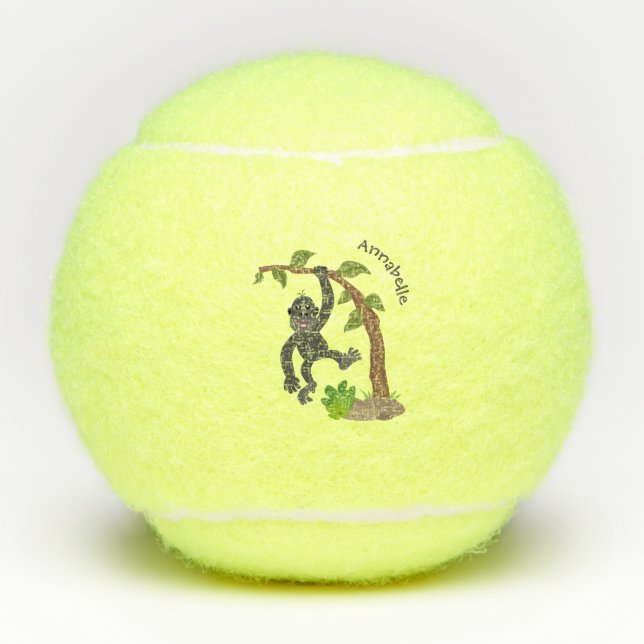 Balles De Tennis Caricature de bébé gorille joyeux (Devant)