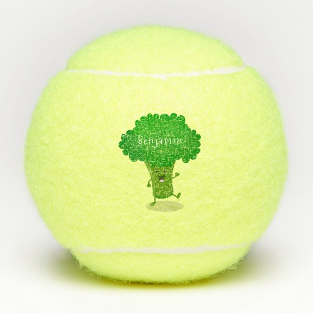 Balles De Tennis Caricature de brocoli dansant Cute kawaii (Devant)