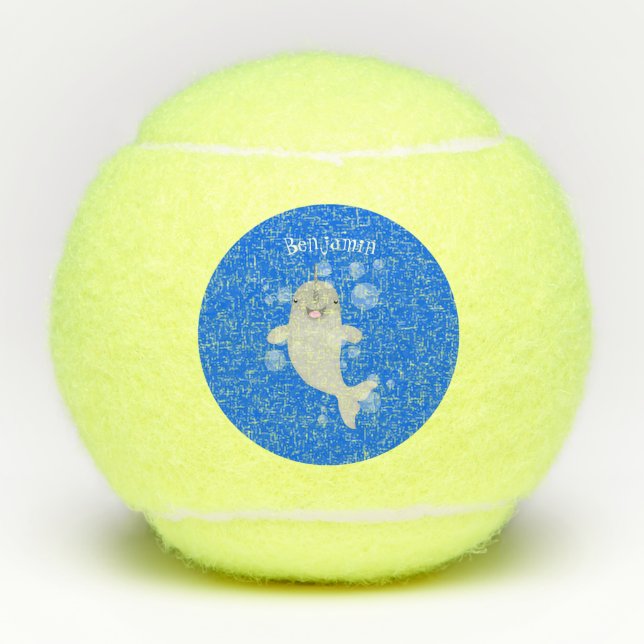 Balles De Tennis Caricature de bulles de narval joyeux (Devant)