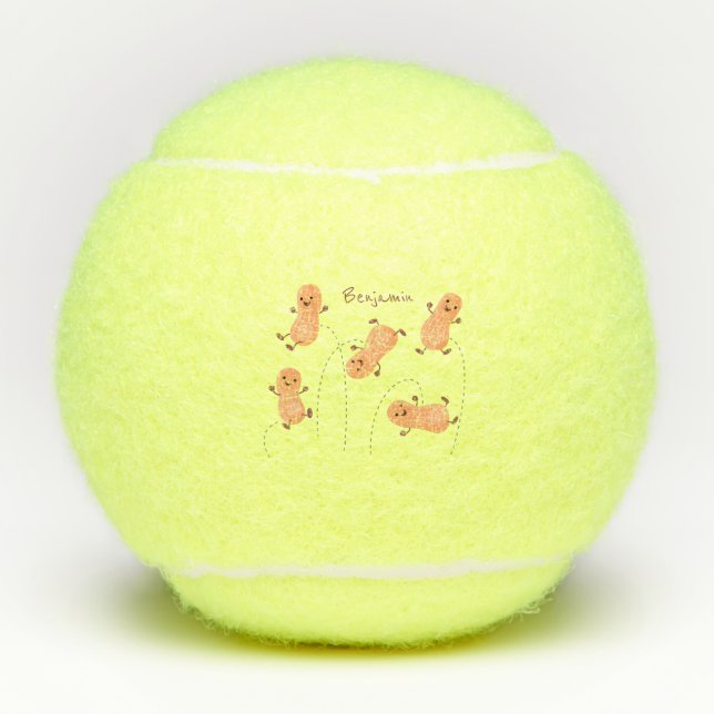 Balles De Tennis Caricature de cacahuètes joyeux sautillant (Devant)