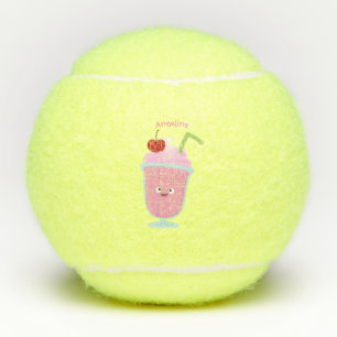 Balles De Tennis Caricature de crème glacée de fraise mignonne