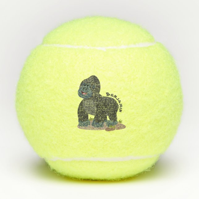 Balles De Tennis Caricature de gros gorilles joyeux (Devant)