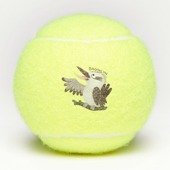 Balles De Tennis Caricature de kookaburra drôle et drôle (Devant)
