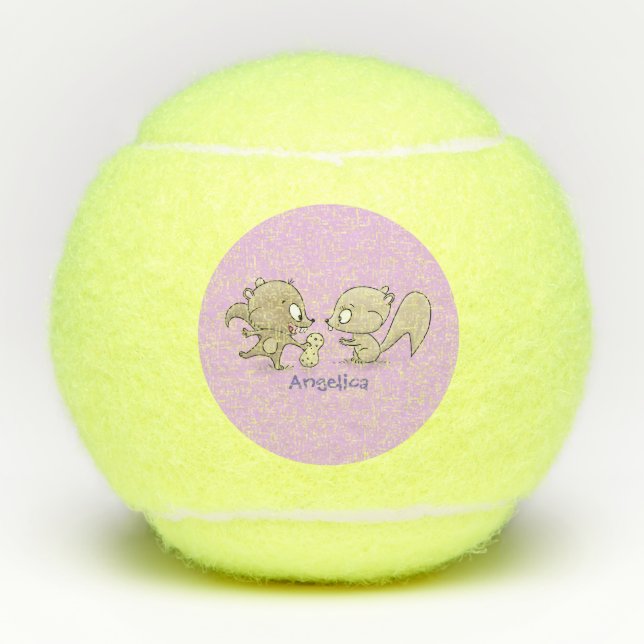 Balles De Tennis Caricature d'écureuils marrants (Devant)