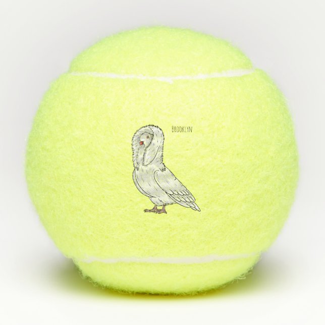 Balles De Tennis Caricature d'oiseau pigeon Jacobin (Devant)