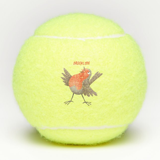 Balles De Tennis Caricature d'oiseau rouge chantant mignon (Devant)