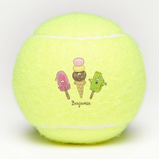 Balles De Tennis Caricature drôles de glace popsicle dessin animé t (Devant)