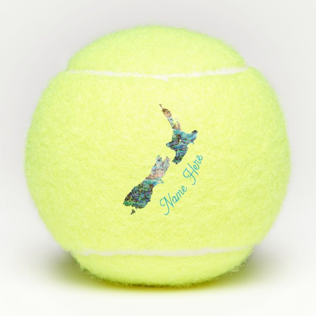 BALLES DE TENNIS CARTE DE LA NOUVELLE-ZÉLANDE PAUA PERSONNALISÉE (Devant)