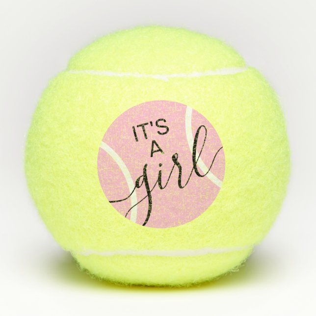 Balles De Tennis C'est une fille Baby shower rose de la révélation  (Devant)