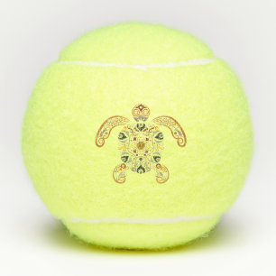 Balles De Tennis Conception colorée de tortues vintages