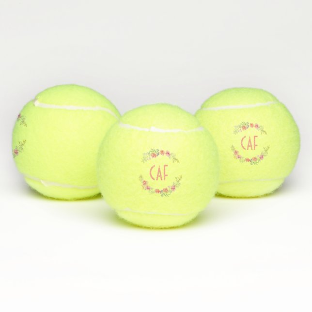 Balles De Tennis Couronne florale personnalisée monogramme (Multiple)