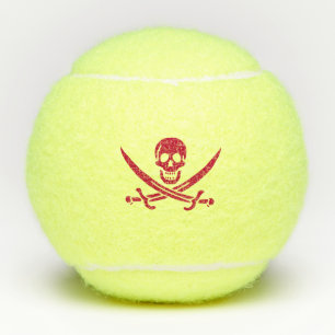 Balles De Tennis Crâne et épées de Crimson Drapeau pirate de Calico