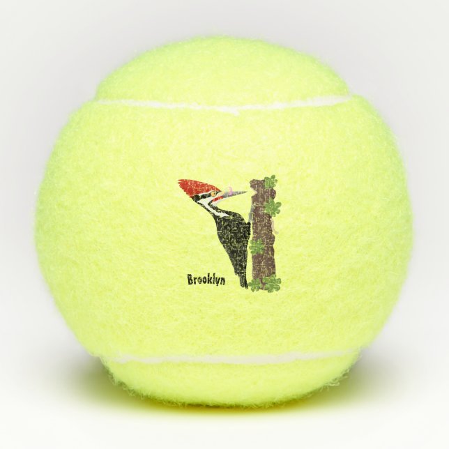 Balles De Tennis Cue drôle Pileated woodpecker dessin d'illustratio (Devant)