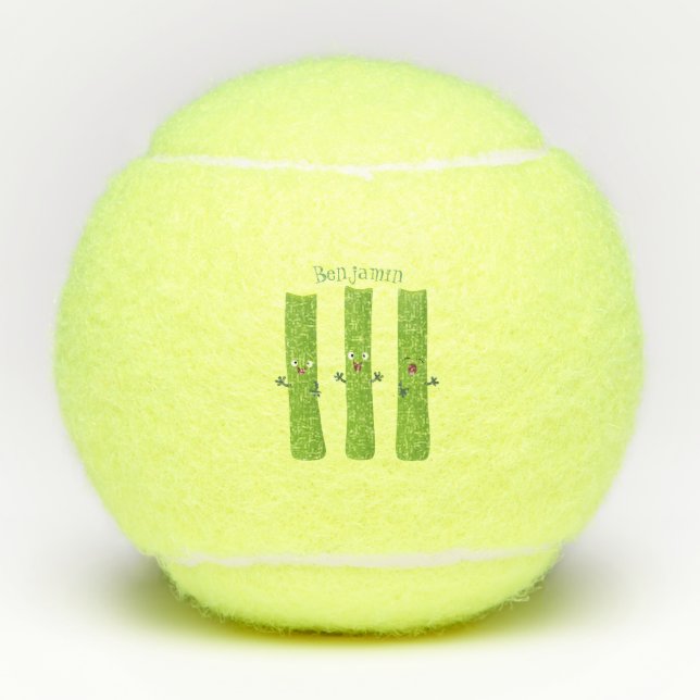 Balles De Tennis Cute céleri bâtons trio caricature légumes (Devant)