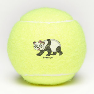 Balles De Tennis Cute happy panda bear with flower cartoon