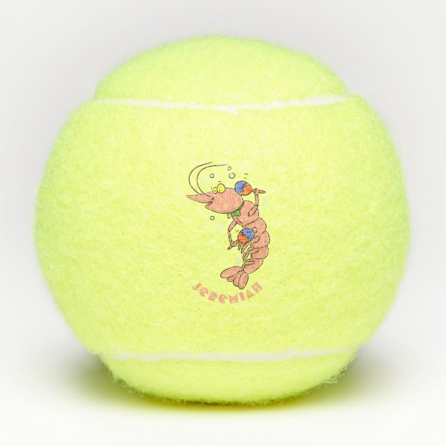 Balles De Tennis Cute happy shrimp, dessin animé de crevettes (Devant)