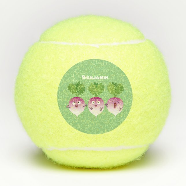 Balles De Tennis Cute turnip légumes trio chanter dessin animé (Devant)