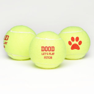 Balles De Tennis "Dood Let's Play Fetch" Pet Chien Toy Toy Rouge