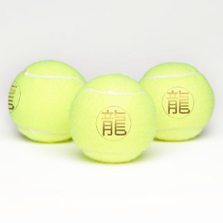Balles De Tennis Dragon Year Gold Chinese Idéogramme effet gaufré
